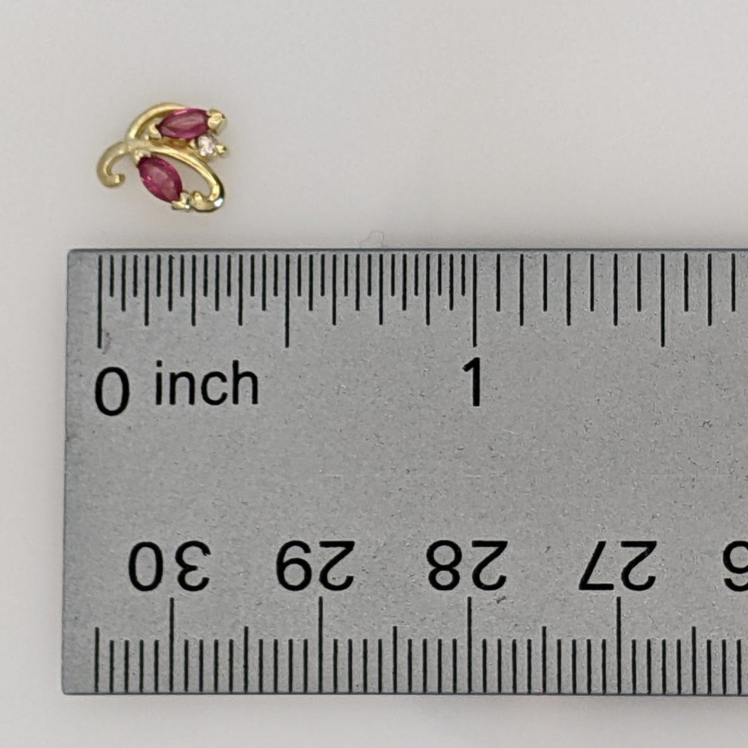 14K RUBY MARQUISE (4) 2X4 WITH (2) MELEE ESTATE EARRINGS 1.4 GRAMS
