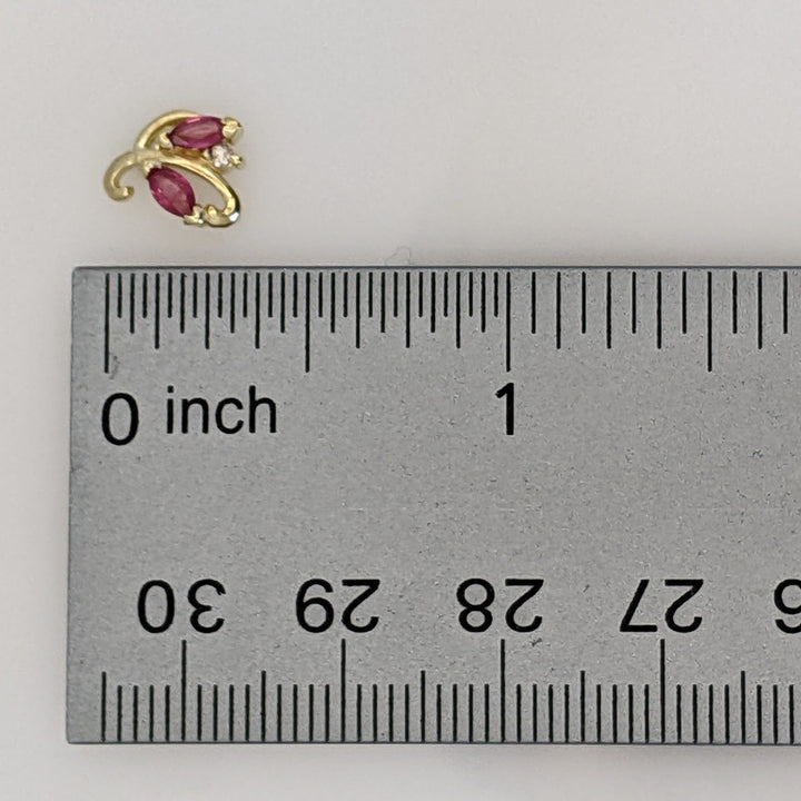 14K RUBY MARQUISE (4) 2X4 WITH (2) MELEE ESTATE EARRINGS 1.4 GRAMS
