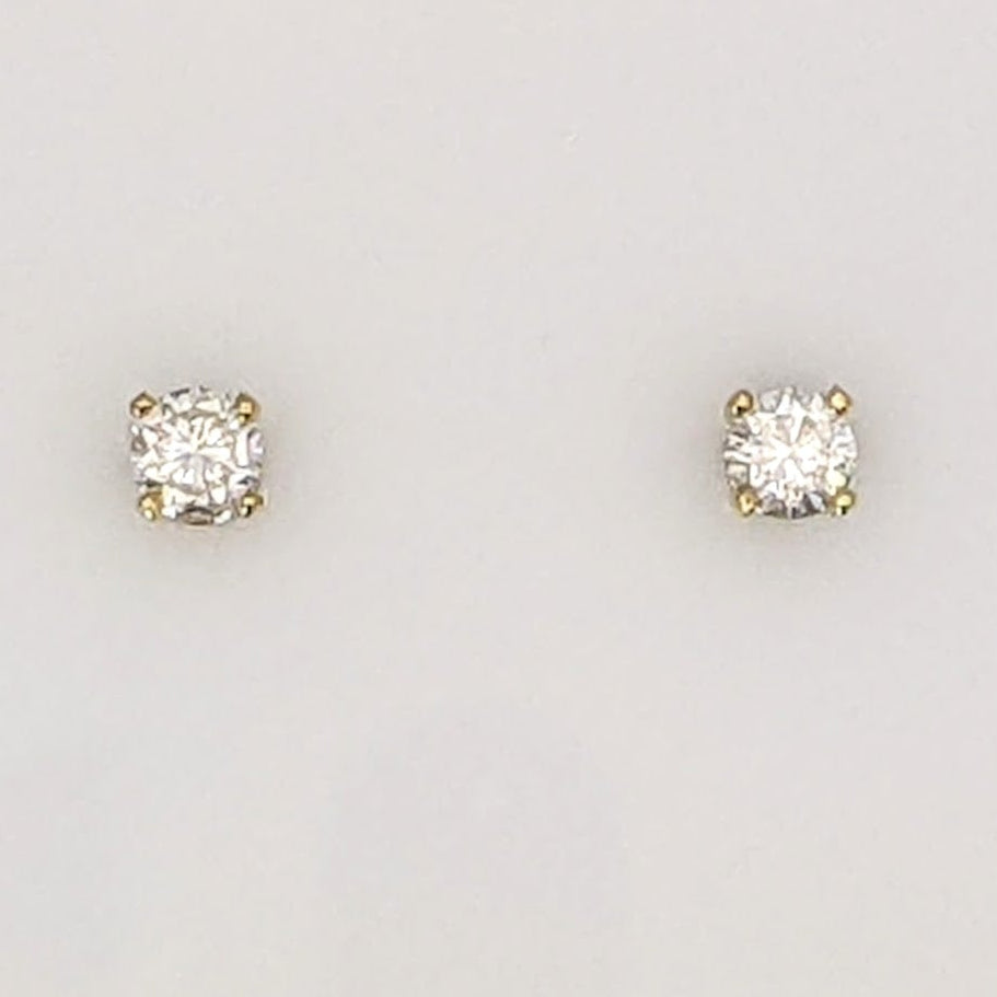 14K .20 CARAT TOTAL WEIGHT I1 I DIAMOND ROUND (2) ESTATE STUD EARRINGS 0.4 GRAMS