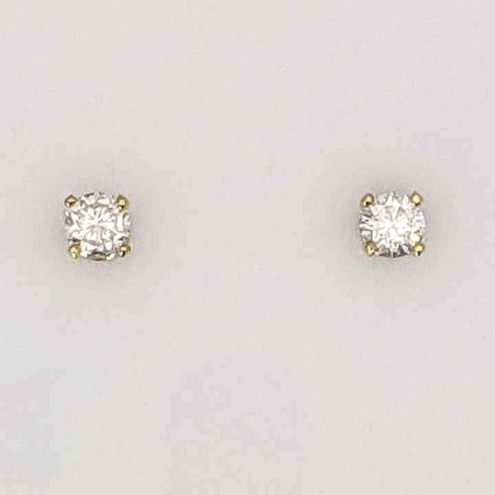 14K .20 CARAT TOTAL WEIGHT I1 I DIAMOND ROUND (2) ESTATE STUD EARRINGS 0.4 GRAMS