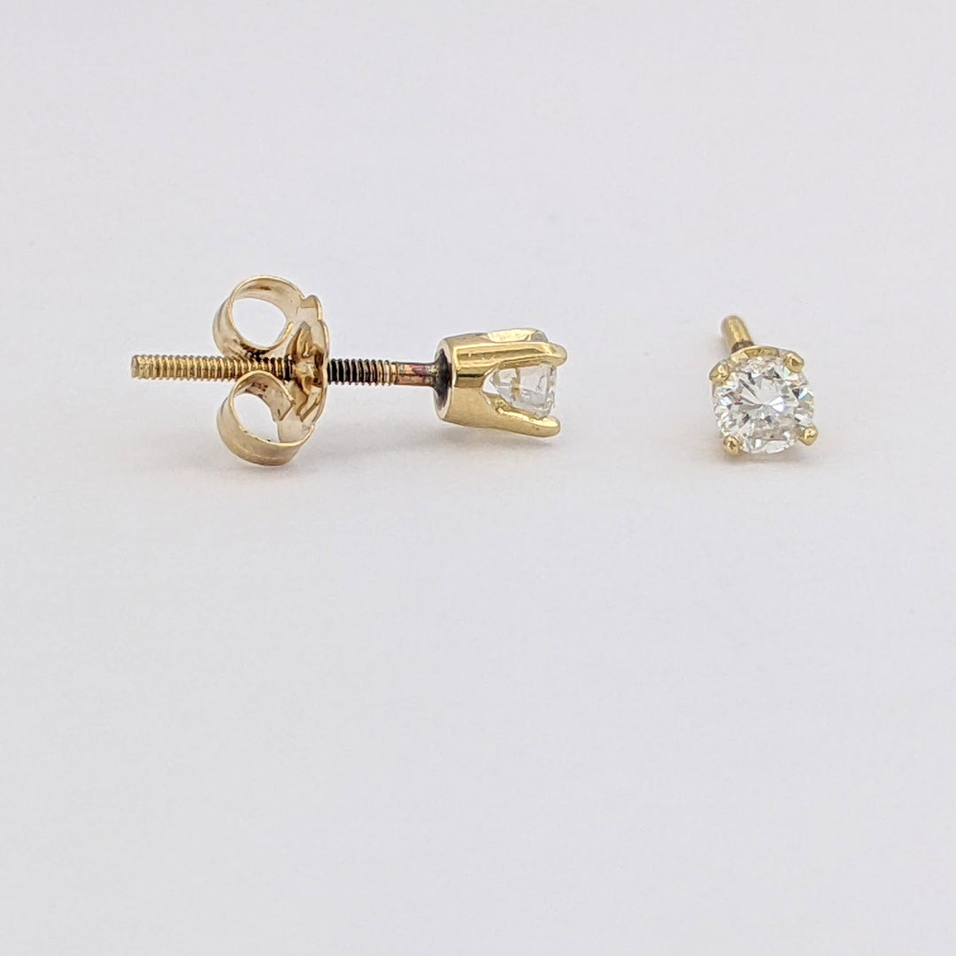 14K .20 CARAT TOTAL WEIGHT I1 I DIAMOND ROUND (2) ESTATE STUD EARRINGS 0.4 GRAMS