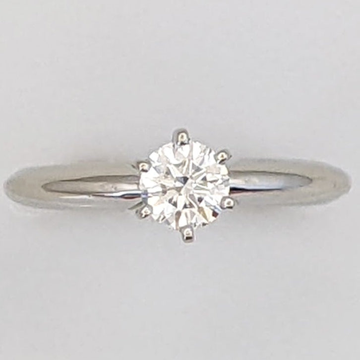 14K WHITE .39 CARAT TOTAL SI1 H DIAMOND ROUND 6-PRONG ESTATE SOLITAIRE RING 2.6 GRAMS