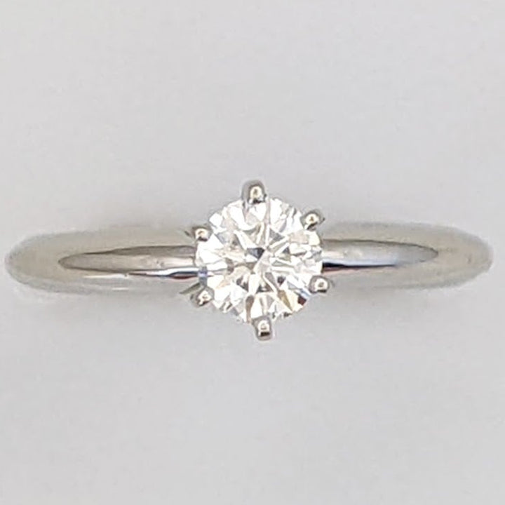 14K WHITE .39 CARAT TOTAL SI1 H DIAMOND ROUND 6-PRONG ESTATE SOLITAIRE RING 2.6 GRAMS