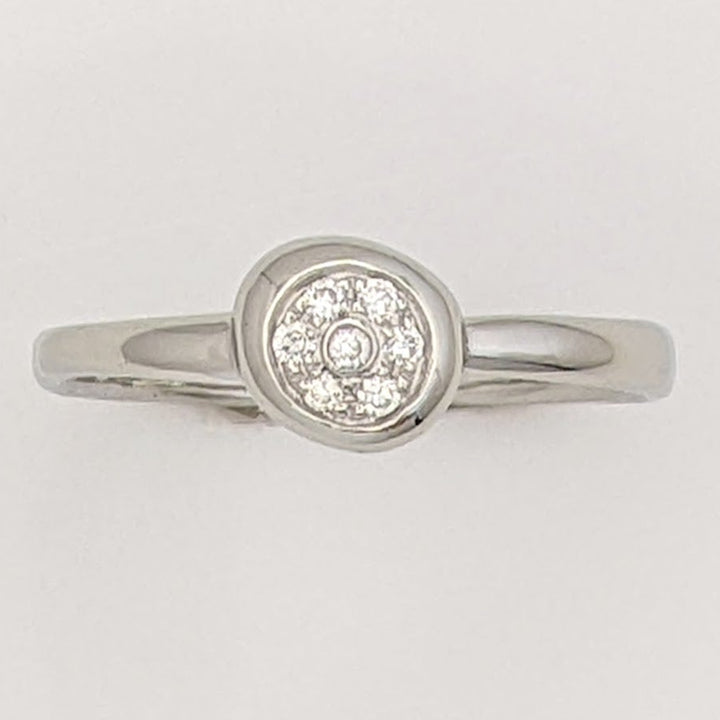 14K WHITE DIAMOND ROUND (7) CLUSTER CIRCLE TOP ESTATE RING 2.0 GRAMS