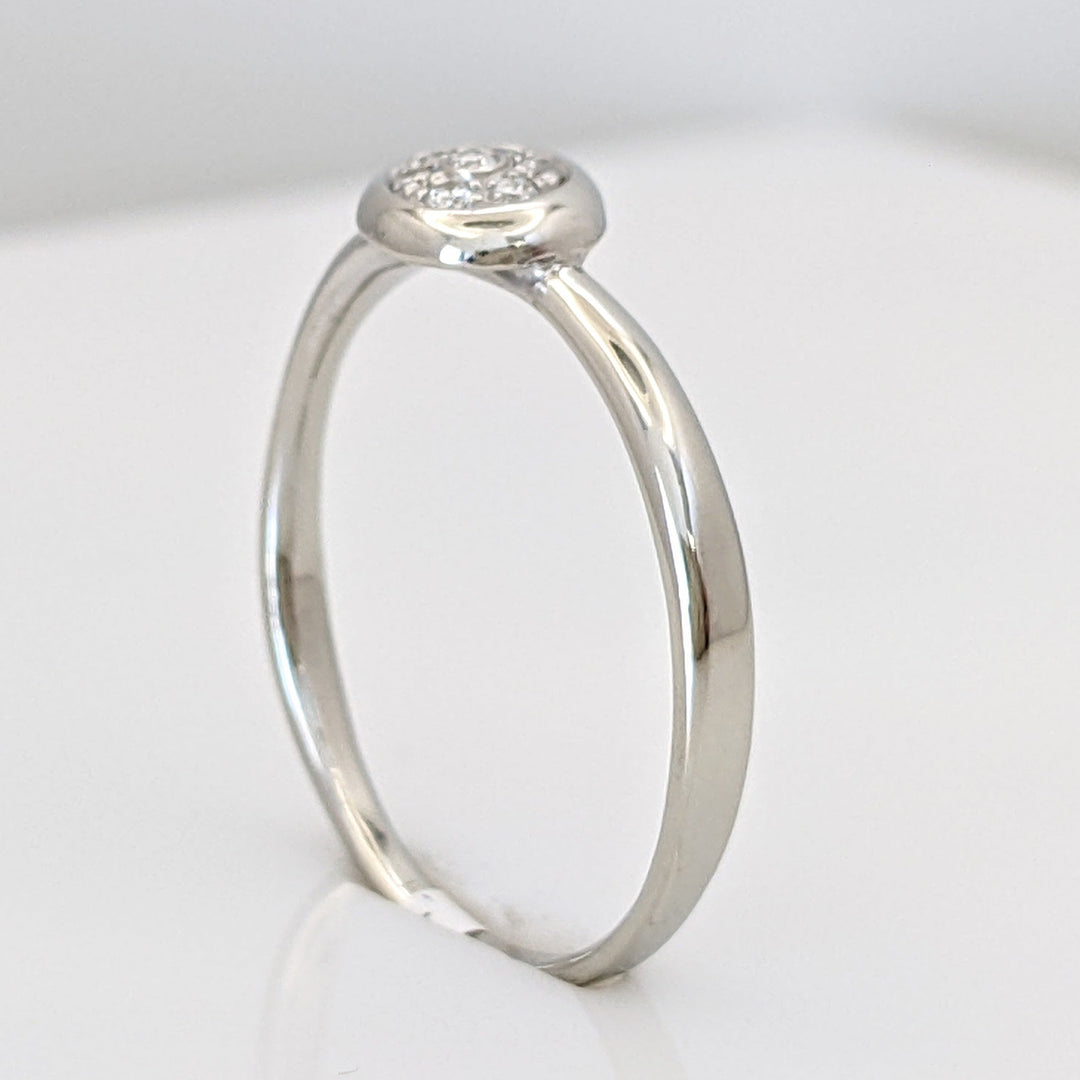 14K WHITE DIAMOND ROUND (7) CLUSTER CIRCLE TOP ESTATE RING 2.0 GRAMS