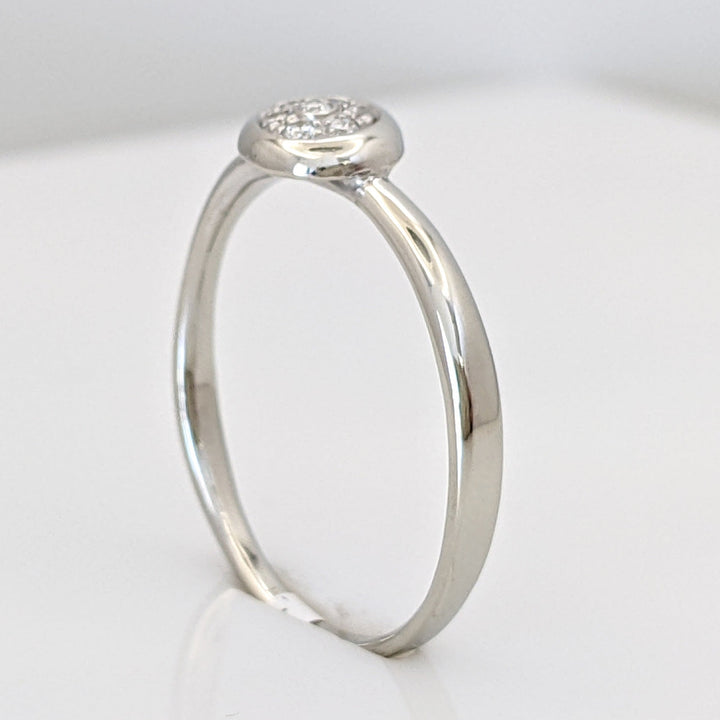 14K WHITE DIAMOND ROUND (7) CLUSTER CIRCLE TOP ESTATE RING 2.0 GRAMS