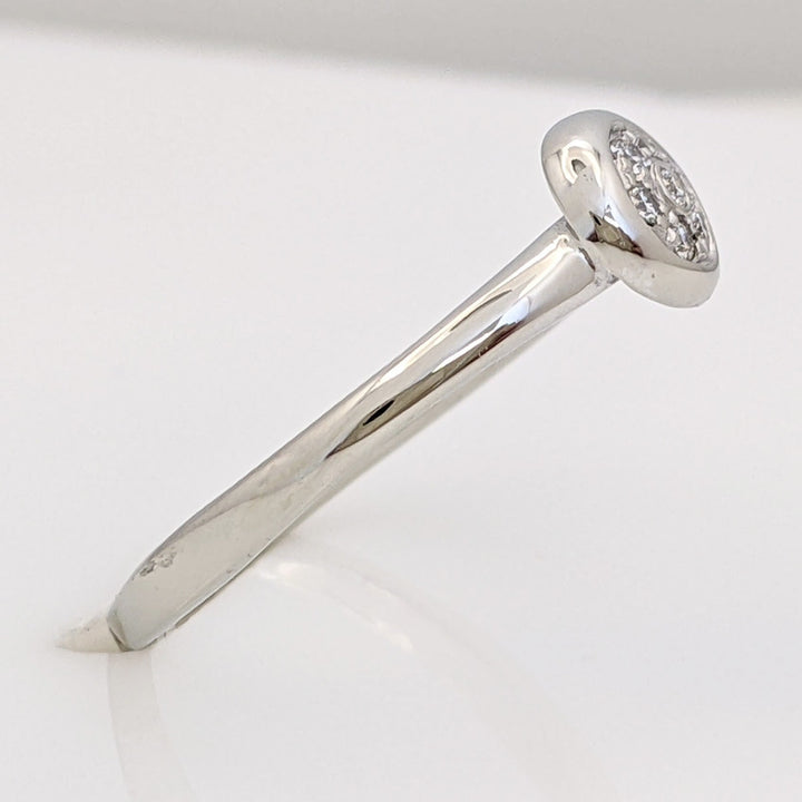 14K WHITE DIAMOND ROUND (7) CLUSTER CIRCLE TOP ESTATE RING 2.0 GRAMS