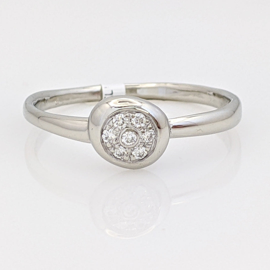 14K WHITE DIAMOND ROUND (7) CLUSTER CIRCLE TOP ESTATE RING 2.0 GRAMS
