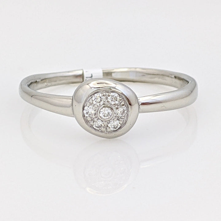 14K WHITE DIAMOND ROUND (7) CLUSTER CIRCLE TOP ESTATE RING 2.0 GRAMS