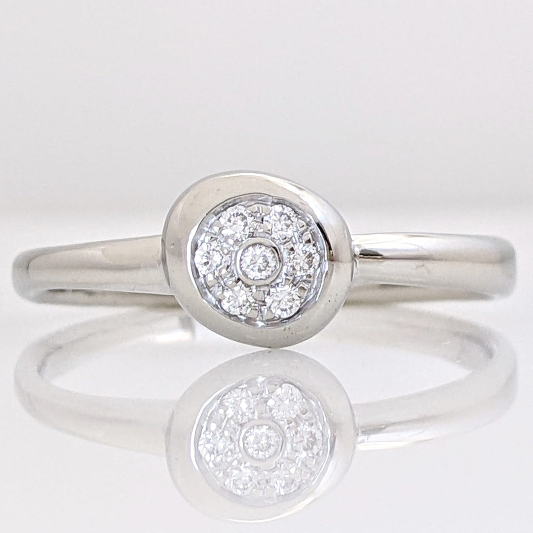 14K WHITE DIAMOND ROUND (7) CLUSTER CIRCLE TOP ESTATE RING 2.0 GRAMS