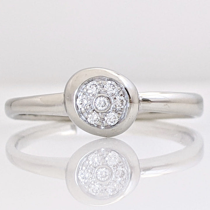 14K WHITE DIAMOND ROUND (7) CLUSTER CIRCLE TOP ESTATE RING 2.0 GRAMS