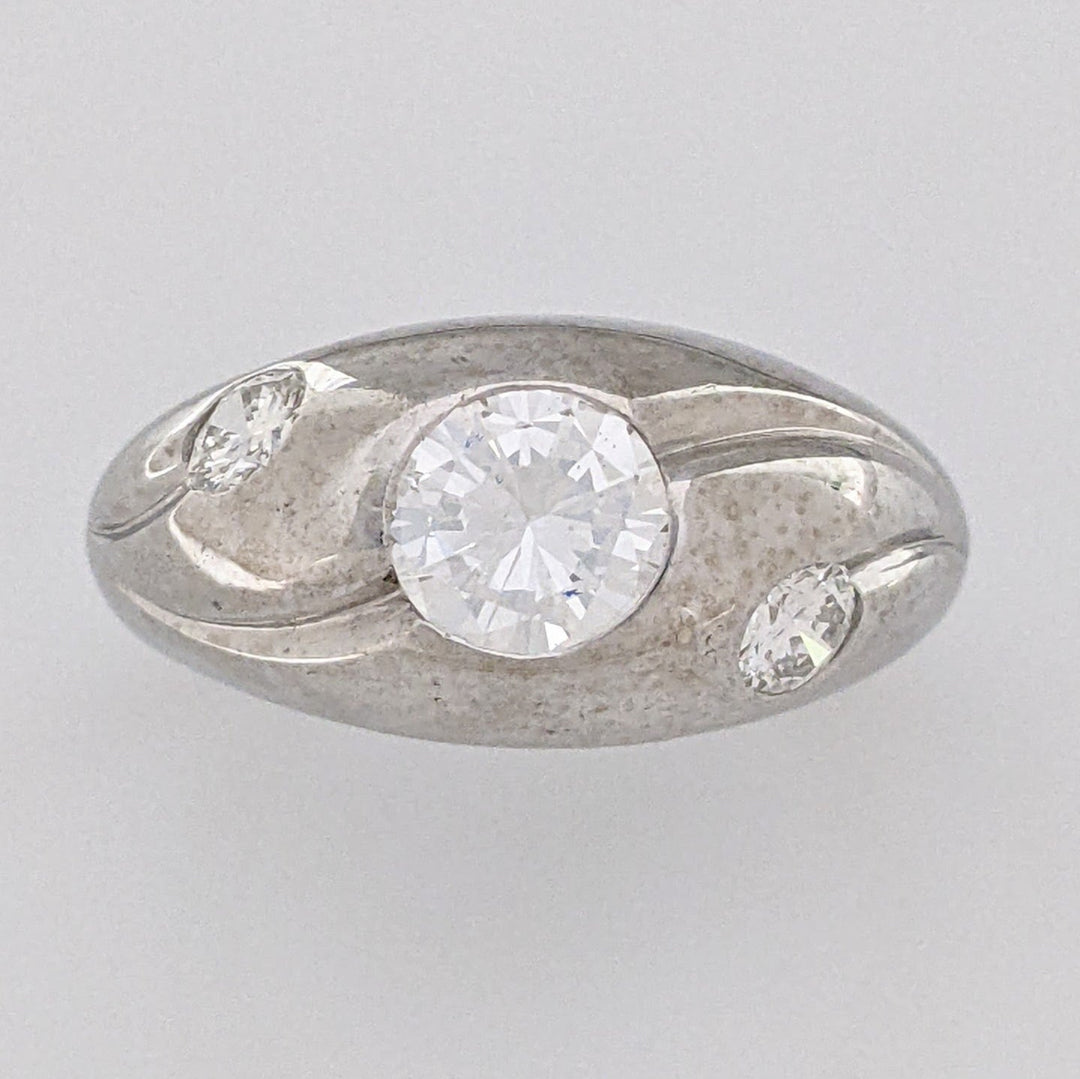 14K WHITE 1.07 CARAT TOTAL WEIGHT SI1 G DIAMOND ROUND (3) BEAD SET ESTATE BAND 5.3 GRAMS