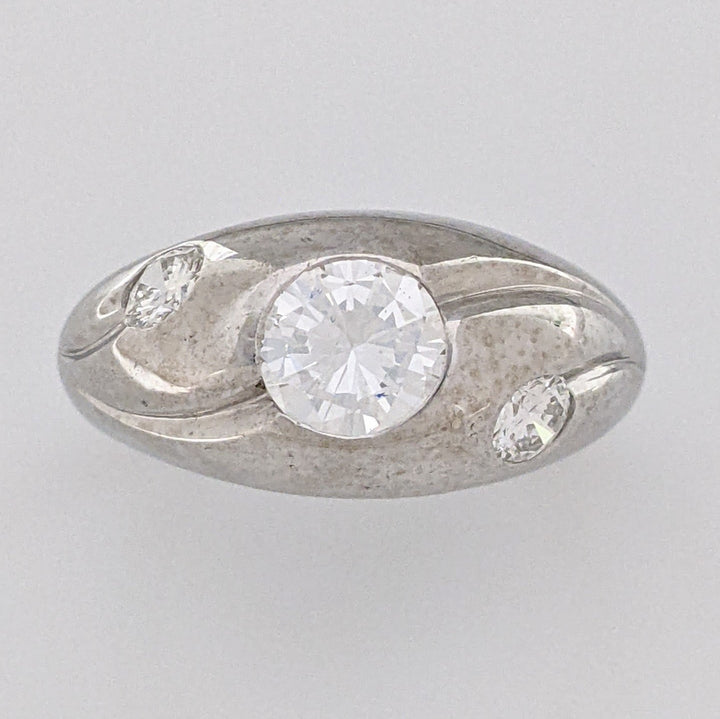 14K WHITE 1.07 CARAT TOTAL WEIGHT SI1 G DIAMOND ROUND (3) BEAD SET ESTATE BAND 5.3 GRAMS