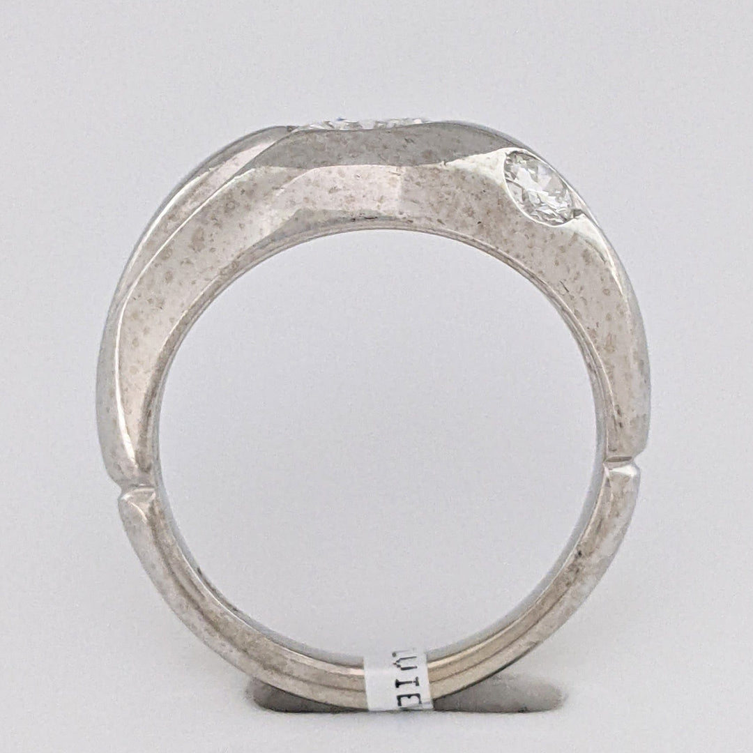 14K WHITE 1.07 CARAT TOTAL WEIGHT SI1 G DIAMOND ROUND (3) BEAD SET ESTATE BAND 5.3 GRAMS