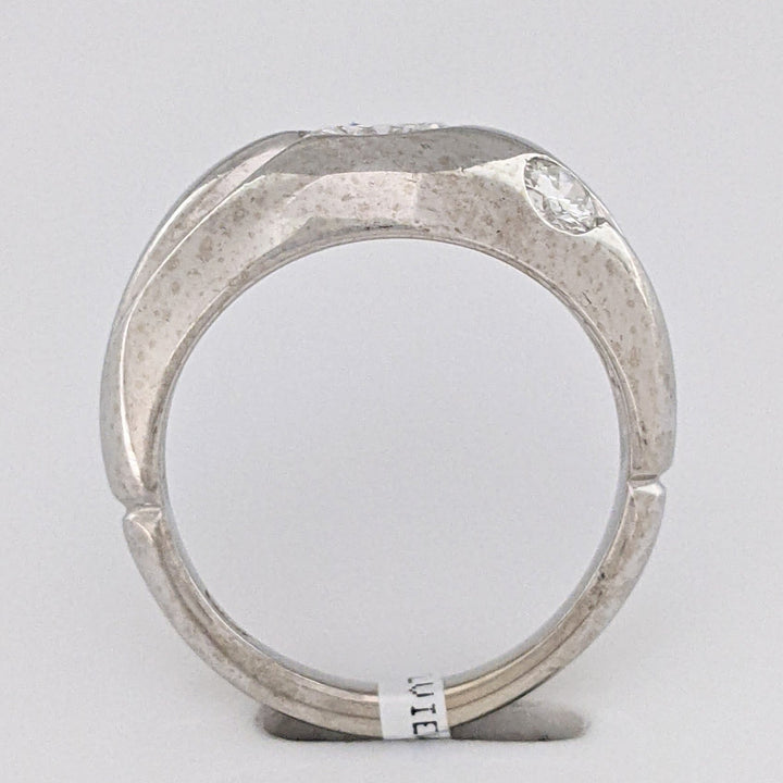 14K WHITE 1.07 CARAT TOTAL WEIGHT SI1 G DIAMOND ROUND (3) BEAD SET ESTATE BAND 5.3 GRAMS