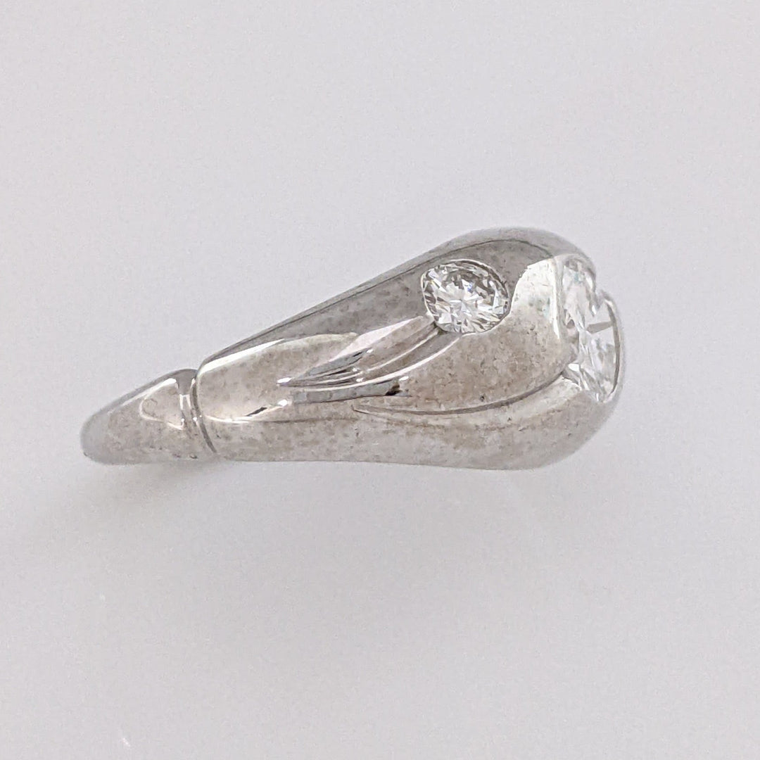 14K WHITE 1.07 CARAT TOTAL WEIGHT SI1 G DIAMOND ROUND (3) BEAD SET ESTATE BAND 5.3 GRAMS