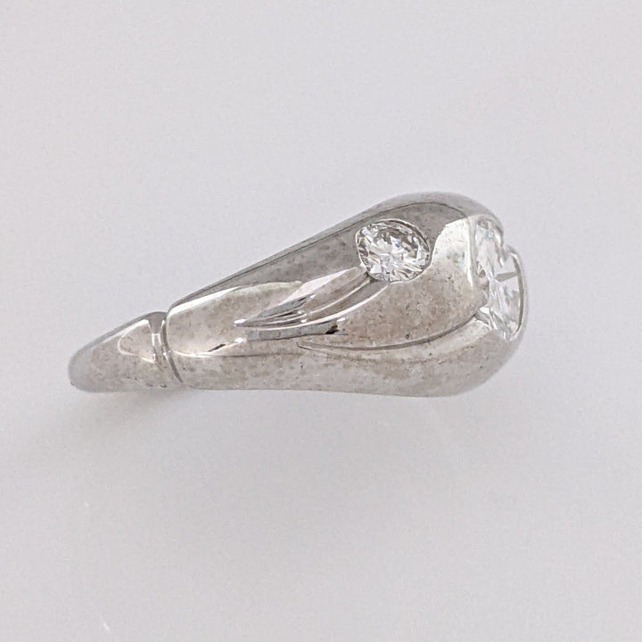 14K WHITE 1.07 CARAT TOTAL WEIGHT SI1 G DIAMOND ROUND (3) BEAD SET ESTATE BAND 5.3 GRAMS