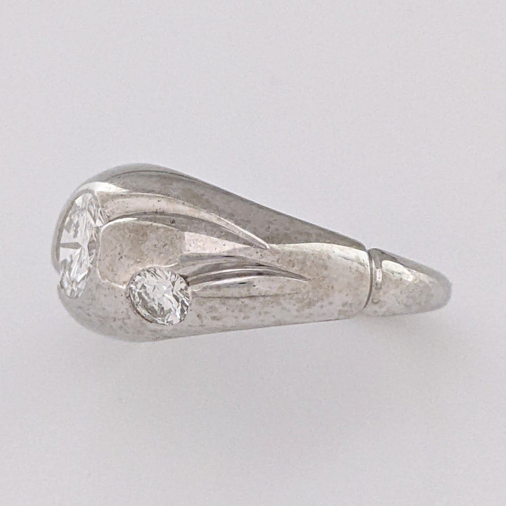 14K WHITE 1.07 CARAT TOTAL WEIGHT SI1 G DIAMOND ROUND (3) BEAD SET ESTATE BAND 5.3 GRAMS