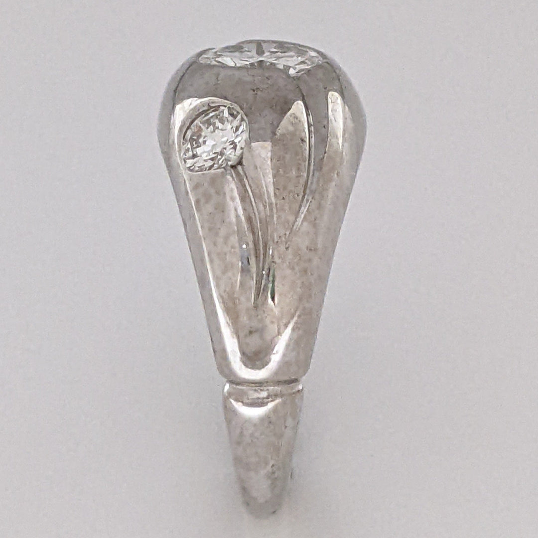 14K WHITE 1.07 CARAT TOTAL WEIGHT SI1 G DIAMOND ROUND (3) BEAD SET ESTATE BAND 5.3 GRAMS