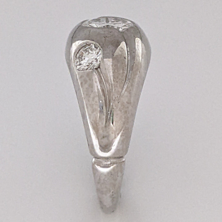 14K WHITE 1.07 CARAT TOTAL WEIGHT SI1 G DIAMOND ROUND (3) BEAD SET ESTATE BAND 5.3 GRAMS