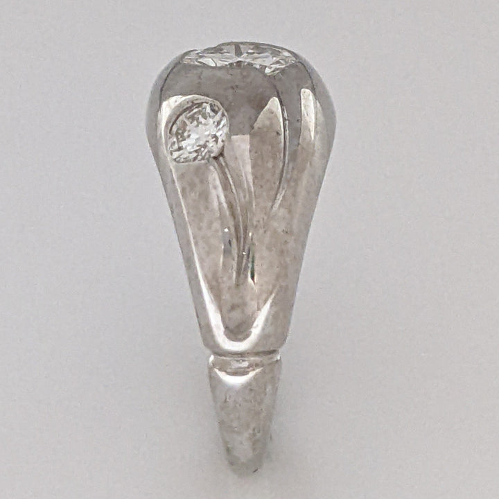14K WHITE 1.07 CARAT TOTAL WEIGHT SI1 G DIAMOND ROUND (3) BEAD SET ESTATE BAND 5.3 GRAMS
