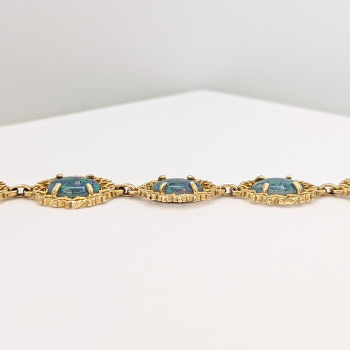14K DOUBLET OPAL OVAL 8X10 (9) ESTATE LINK BRACELET 12.6 GRAMS