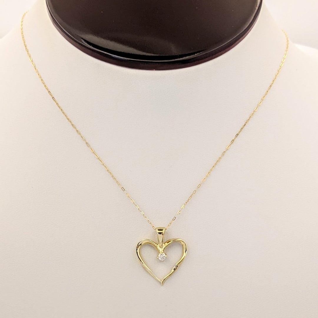 14K DIAMOND ROUND OPEN HEART ESTATE PENDANT &amp; CHAIN 2.4 GRAMS