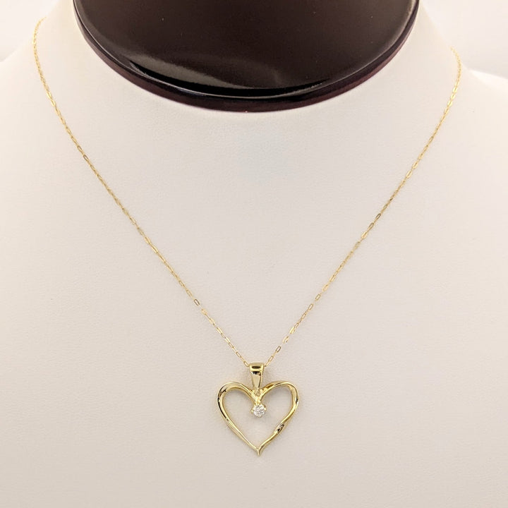 14K DIAMOND ROUND OPEN HEART ESTATE PENDANT &amp; CHAIN 2.4 GRAMS