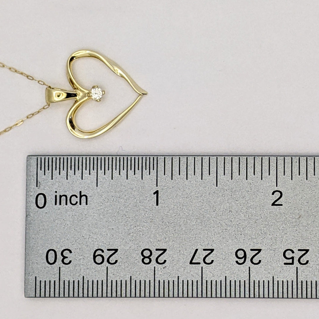 14K DIAMOND ROUND OPEN HEART ESTATE PENDANT &amp; CHAIN 2.4 GRAMS