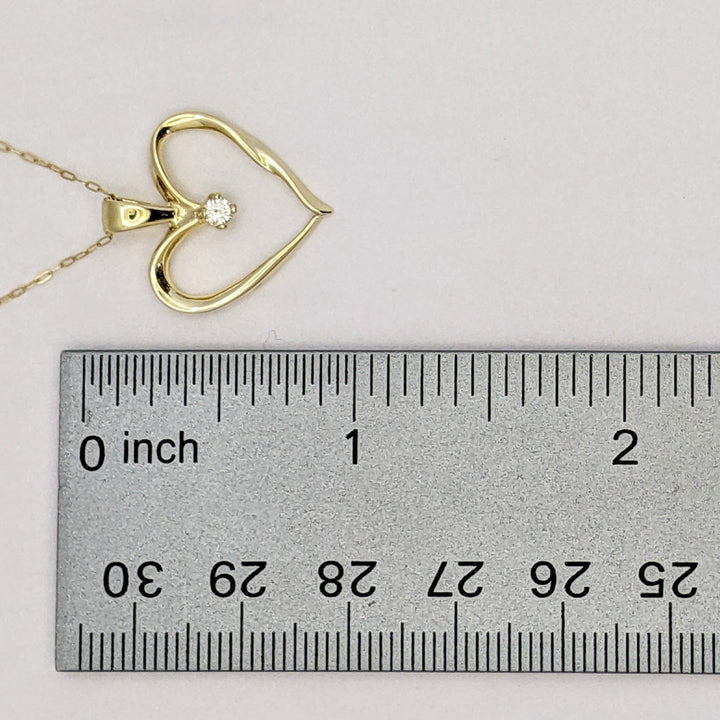 14K DIAMOND ROUND OPEN HEART ESTATE PENDANT &amp; CHAIN 2.4 GRAMS
