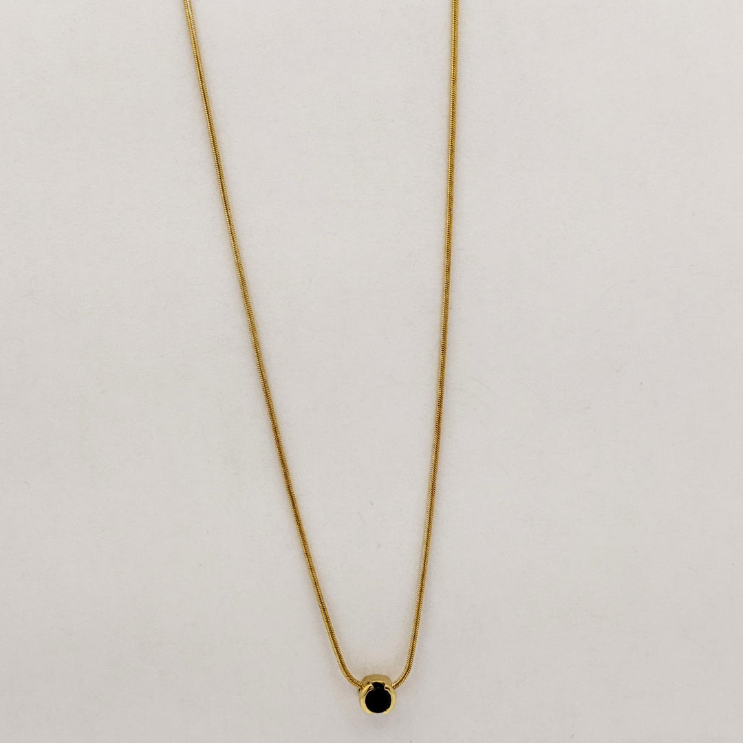 14K SAPPHIRE ROUND 4.3MM HALF-BEZEL ESTATE PENDANT &amp; CHAIN 5.0 GRAMS