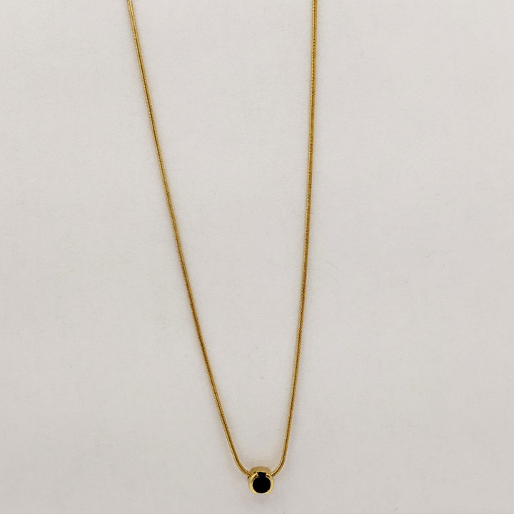 14K SAPPHIRE ROUND 4.3MM HALF-BEZEL ESTATE PENDANT &amp; CHAIN 5.0 GRAMS