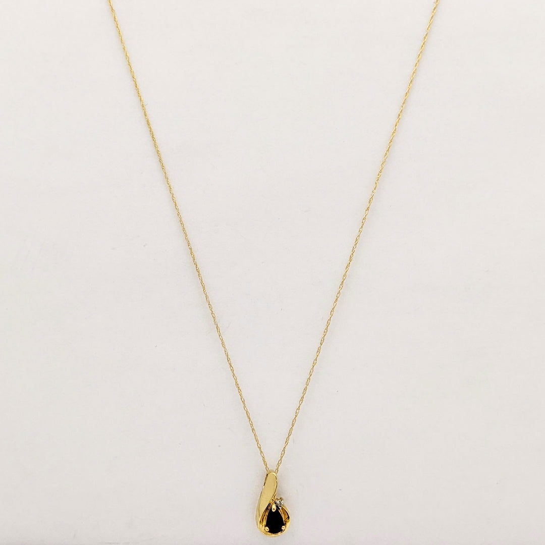 10K RUBY PEAR 4X6 WITH MELEE AND GOLD TRIM ESTATE PENDANT &amp; CHAIN 1.5 GRAMS