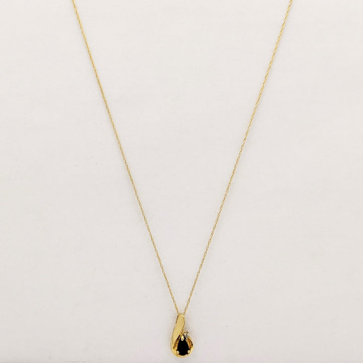10K RUBY PEAR 4X6 WITH MELEE AND GOLD TRIM ESTATE PENDANT &amp; CHAIN 1.5 GRAMS