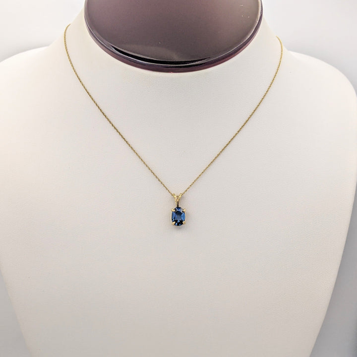 14K BLUE TOPAZ OVAL 6X8 ESTATE PENDANT &amp; CHAIN 1.8 GRAMS