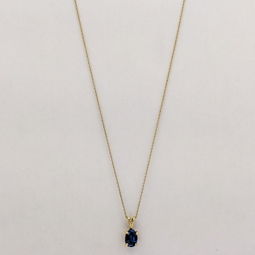 14K BLUE TOPAZ OVAL 6X8 ESTATE PENDANT &amp; CHAIN 1.8 GRAMS