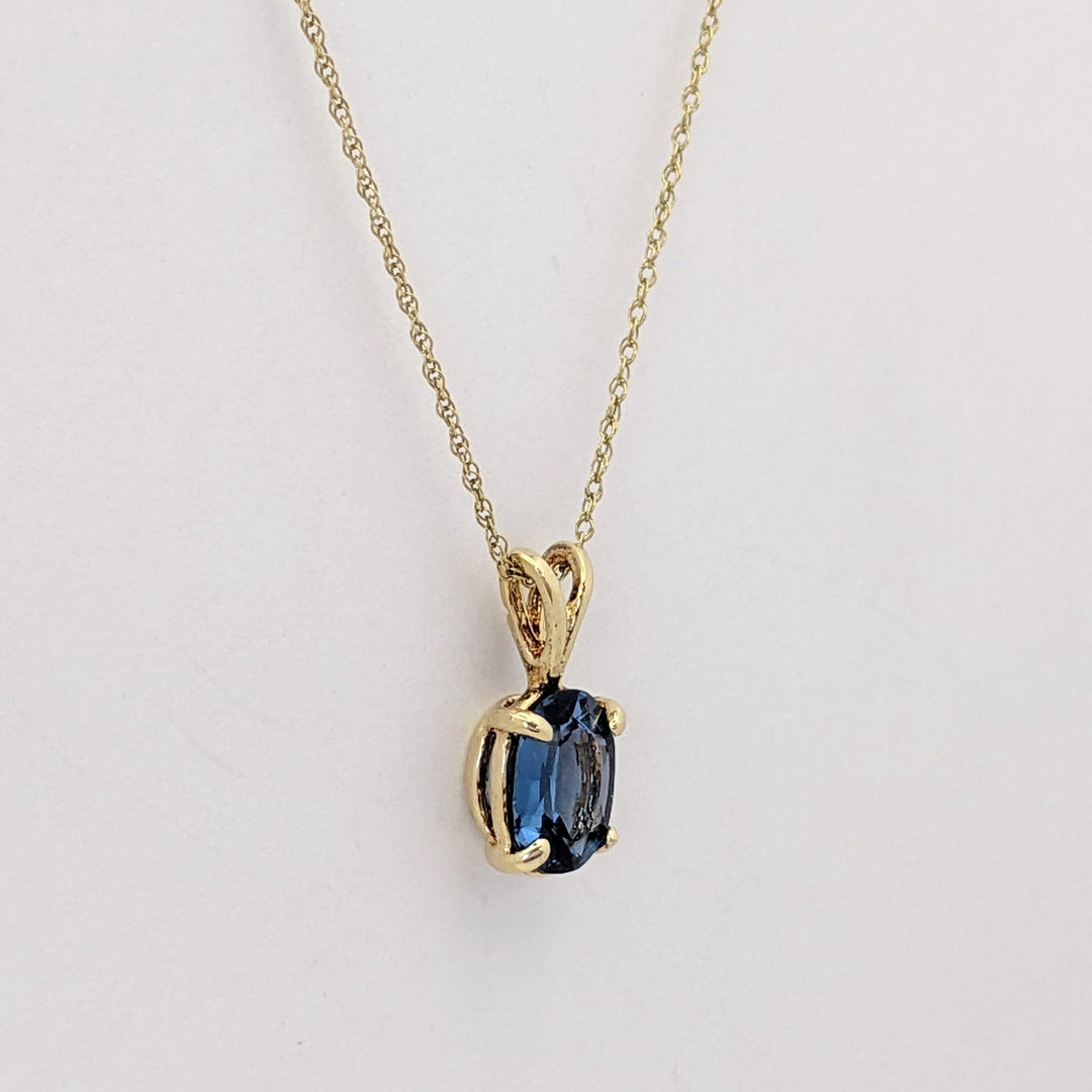 14K BLUE TOPAZ OVAL 6X8 ESTATE PENDANT &amp; CHAIN 1.8 GRAMS