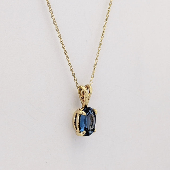 14K BLUE TOPAZ OVAL 6X8 ESTATE PENDANT &amp; CHAIN 1.8 GRAMS