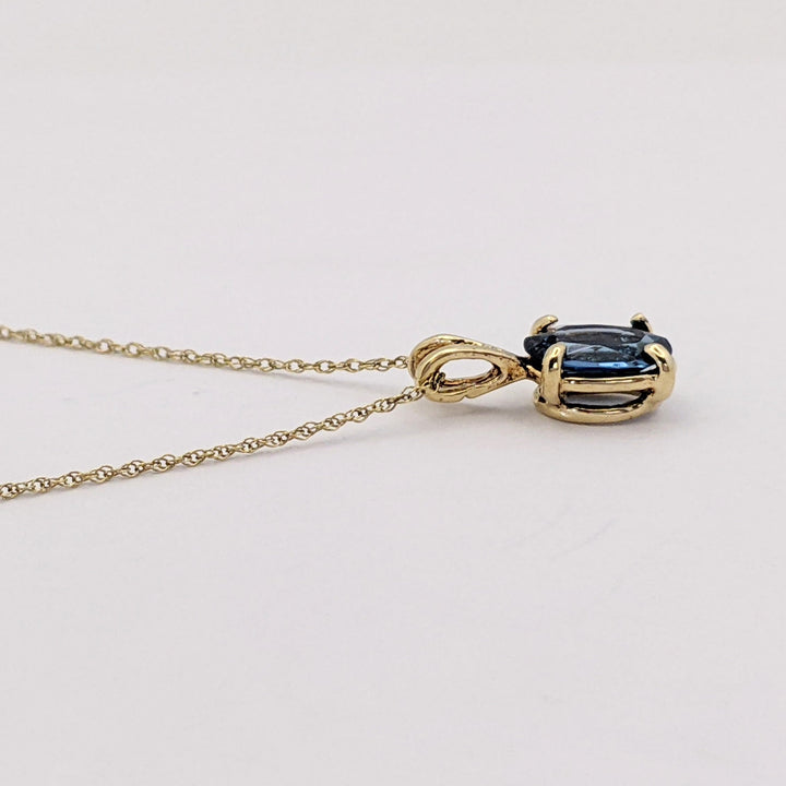 14K BLUE TOPAZ OVAL 6X8 ESTATE PENDANT &amp; CHAIN 1.8 GRAMS