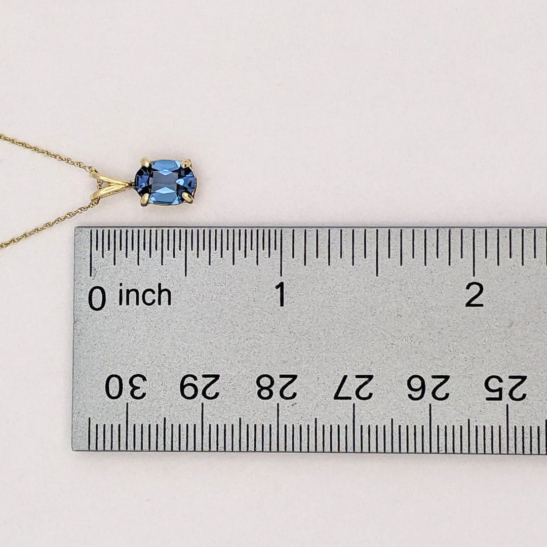 14K BLUE TOPAZ OVAL 6X8 ESTATE PENDANT &amp; CHAIN 1.8 GRAMS