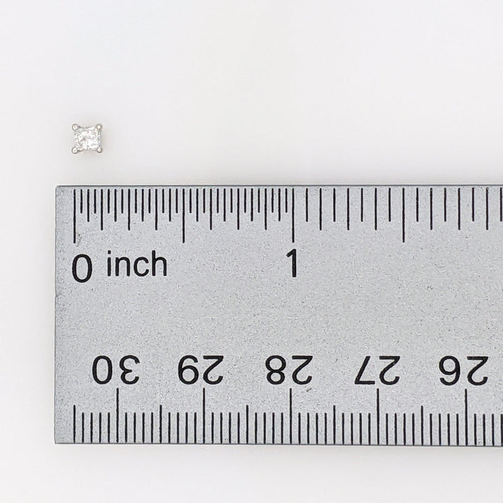 14K WHITE .30 CARAT TOTAL WEIGHT I2 I DIAMOND PRINCESS CUT (2) ESTATE STUD EARRINGS 0.7 GRAMS