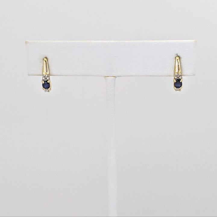 10K LAB-CREATED SAPPHIRE OVAL 3X4 WITH .04 DIAMOND TOTAL WEIGHT (4) ROUND ESTATE OVAL HOOP EARRINGS 2.3 GRAMS