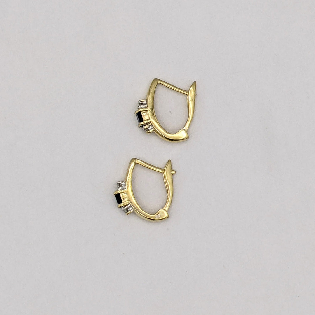 10K LAB-CREATED SAPPHIRE OVAL 3X4 WITH .04 DIAMOND TOTAL WEIGHT (4) ROUND ESTATE OVAL HOOP EARRINGS 2.3 GRAMS