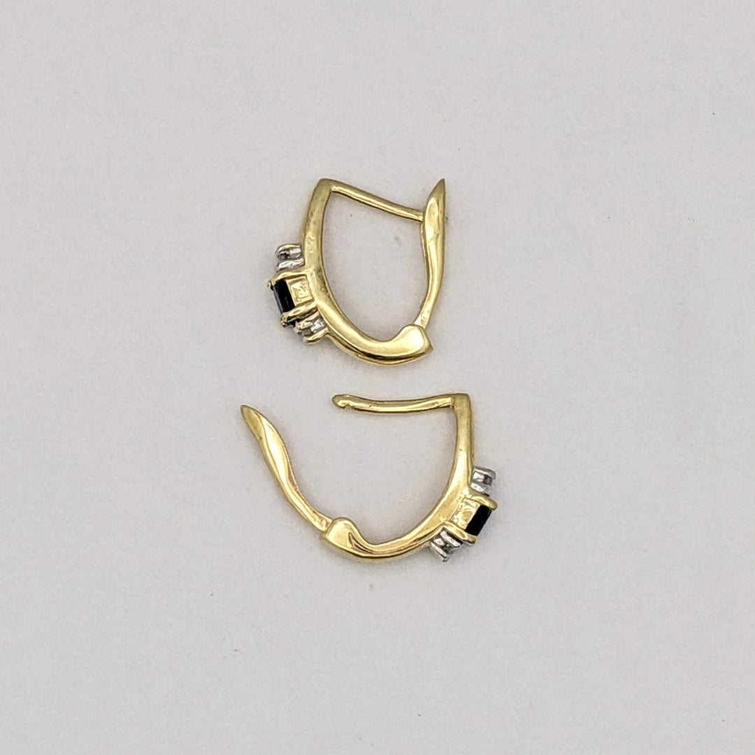 10K LAB-CREATED SAPPHIRE OVAL 3X4 WITH .04 DIAMOND TOTAL WEIGHT (4) ROUND ESTATE OVAL HOOP EARRINGS 2.3 GRAMS