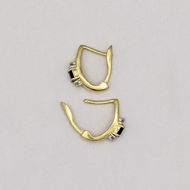 10K LAB-CREATED SAPPHIRE OVAL 3X4 WITH .04 DIAMOND TOTAL WEIGHT (4) ROUND ESTATE OVAL HOOP EARRINGS 2.3 GRAMS