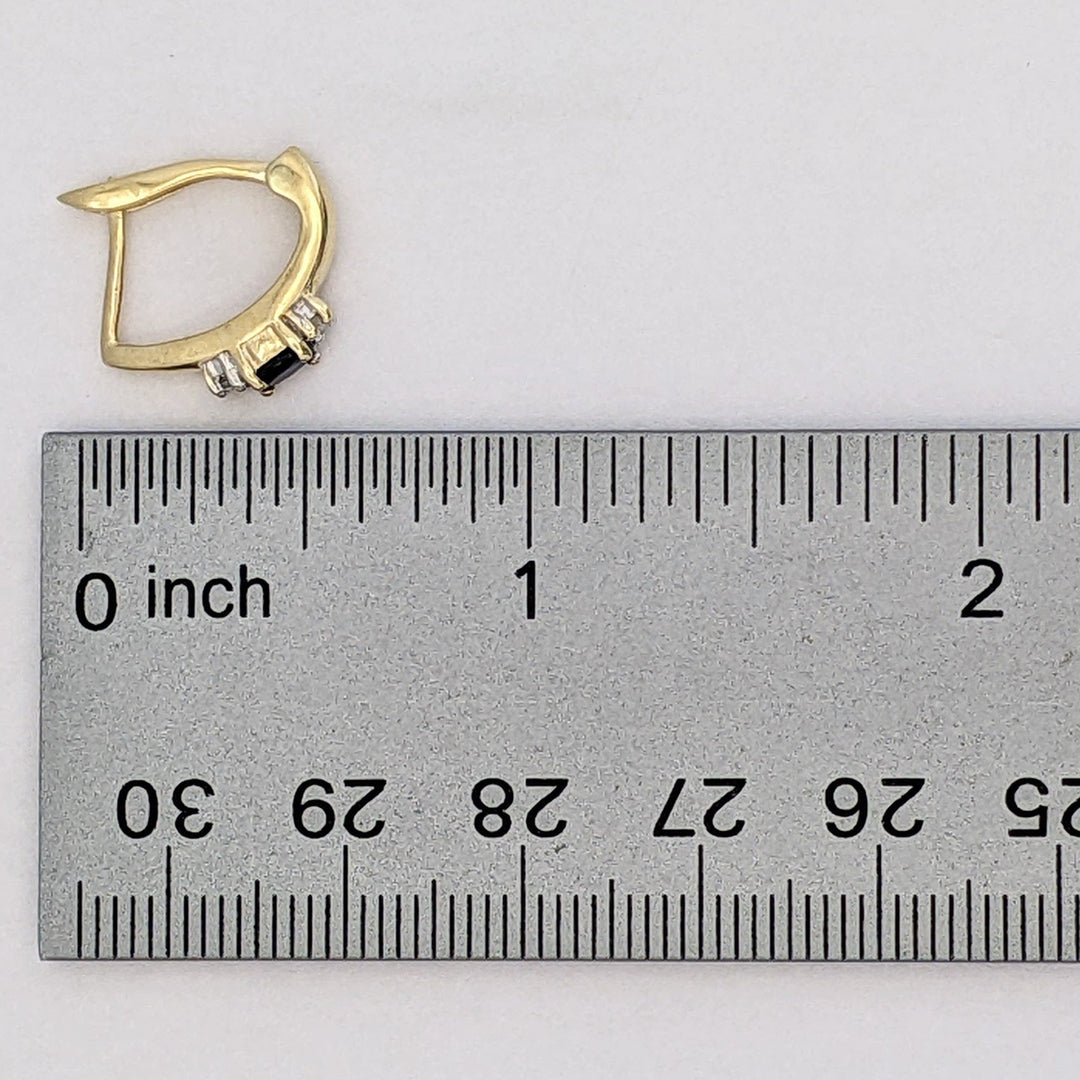 10K LAB-CREATED SAPPHIRE OVAL 3X4 WITH .04 DIAMOND TOTAL WEIGHT (4) ROUND ESTATE OVAL HOOP EARRINGS 2.3 GRAMS
