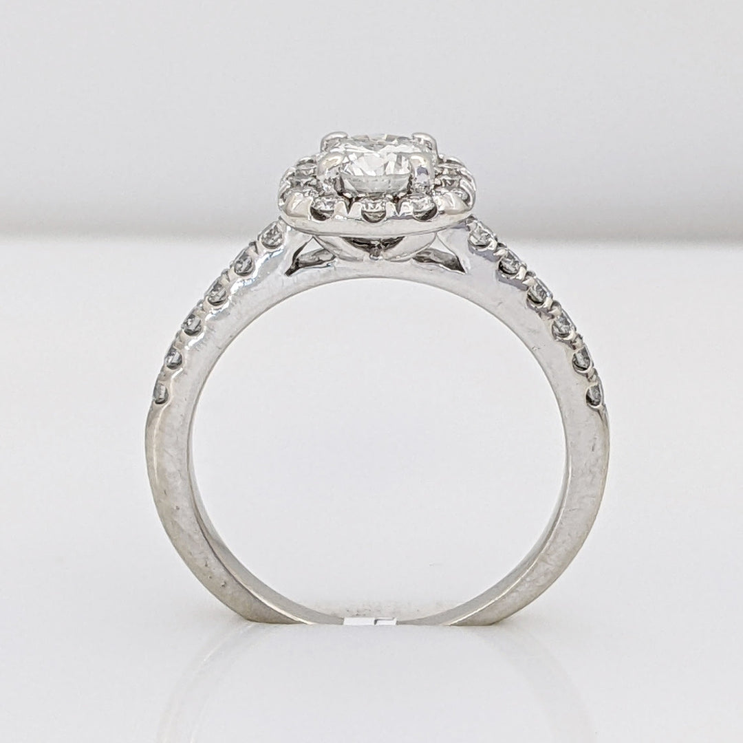 14K WHITE .90 CARAT TOTAL WEIGHT SI2 I DIAMOND ROUND HALO ESTATE RING 3.4 GRAMS