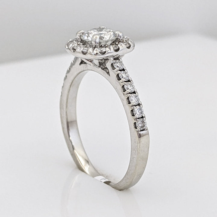 14K WHITE .90 CARAT TOTAL WEIGHT SI2 I DIAMOND ROUND HALO ESTATE RING 3.4 GRAMS
