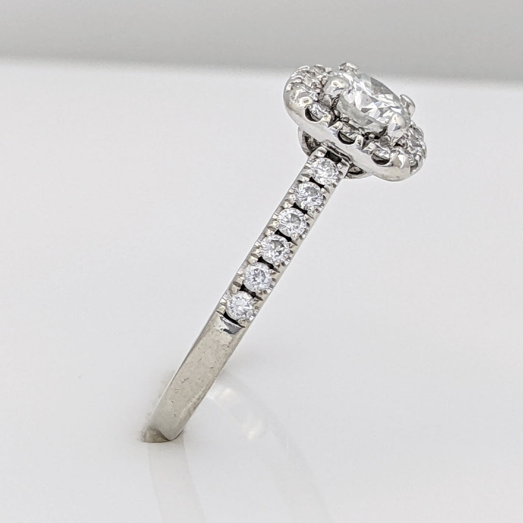 14K WHITE .90 CARAT TOTAL WEIGHT SI2 I DIAMOND ROUND HALO ESTATE RING 3.4 GRAMS