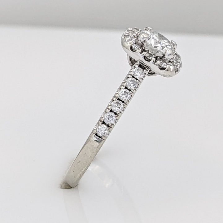 14K WHITE .90 CARAT TOTAL WEIGHT SI2 I DIAMOND ROUND HALO ESTATE RING 3.4 GRAMS